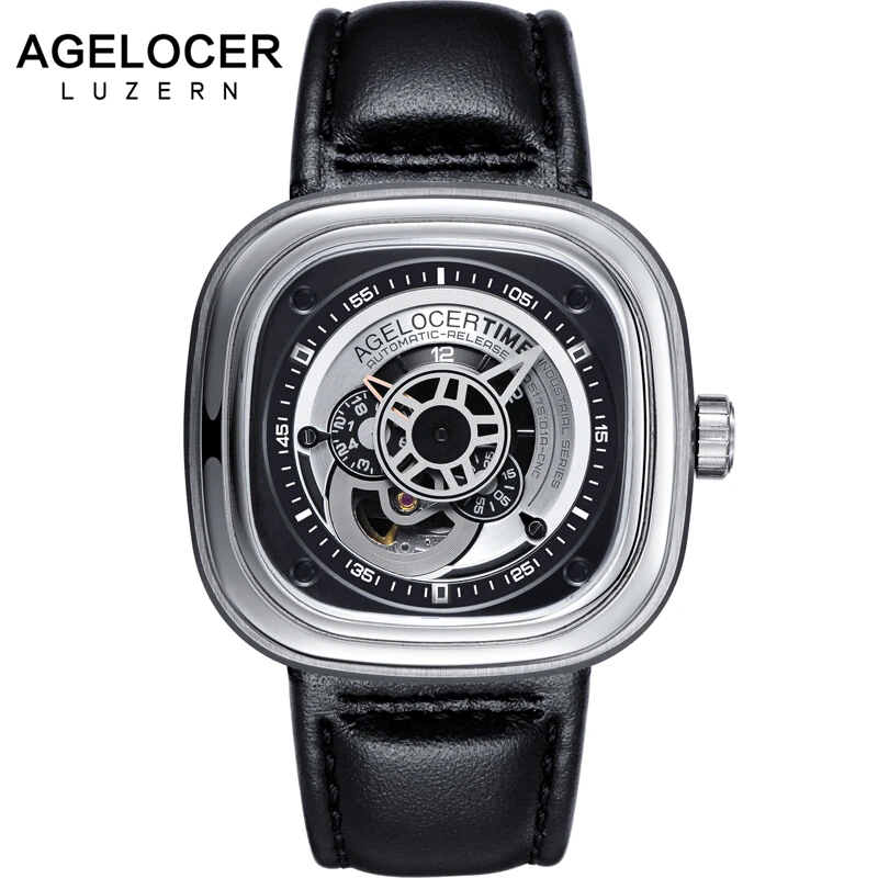 

Swiss Mechanical Men's Watches AGELOCER Brand Men Sports Watch aaa Leather Wristwatch 50M Diver Watch Relogio Masculino