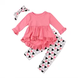 3 шт. футболка платье с топом + длинные штаны Детский комплект одежда для малышей наряды для девочек одежда