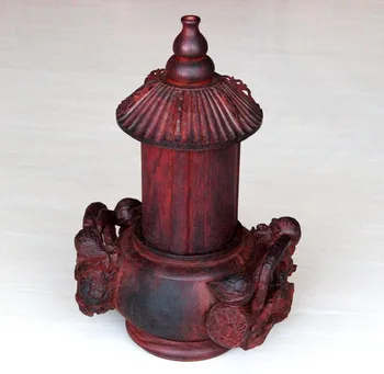 

Incense burner Lobular Red Sandalwood of Indian Censer for home decor or Buddhist temple worthy wood carving art collectibles