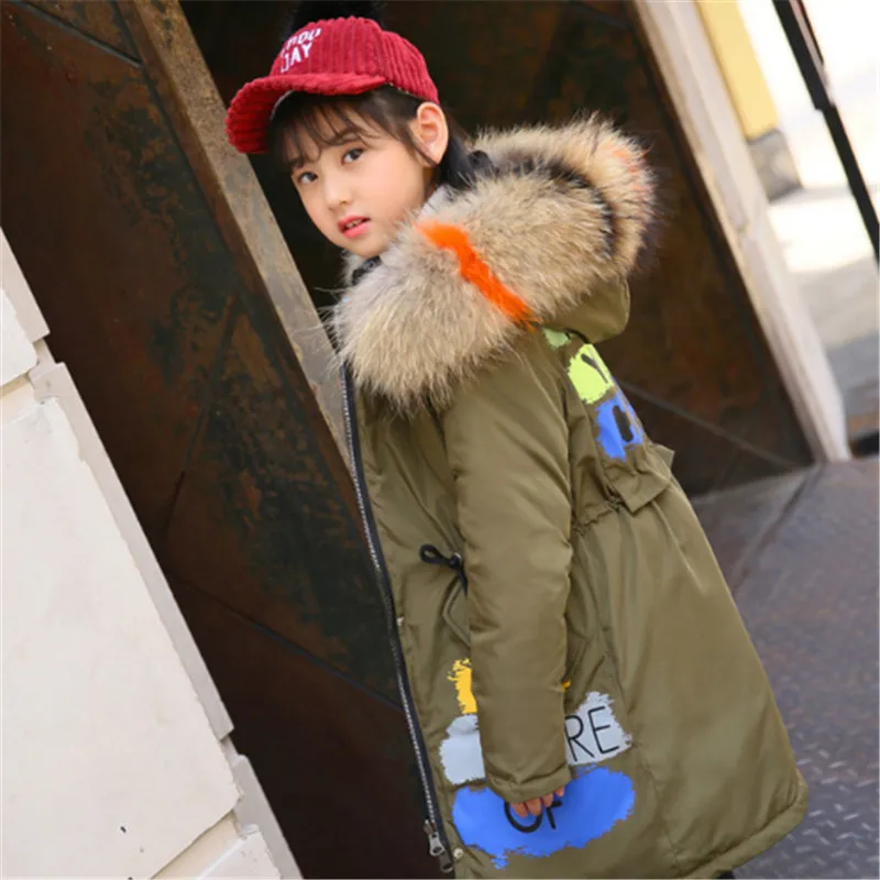 

fashion Children's Winter Jackets Girl's Duck Down Padded Coats Big Warm Winter Down Coat Thickening Girl Outerwear SIZE 5T-13T
