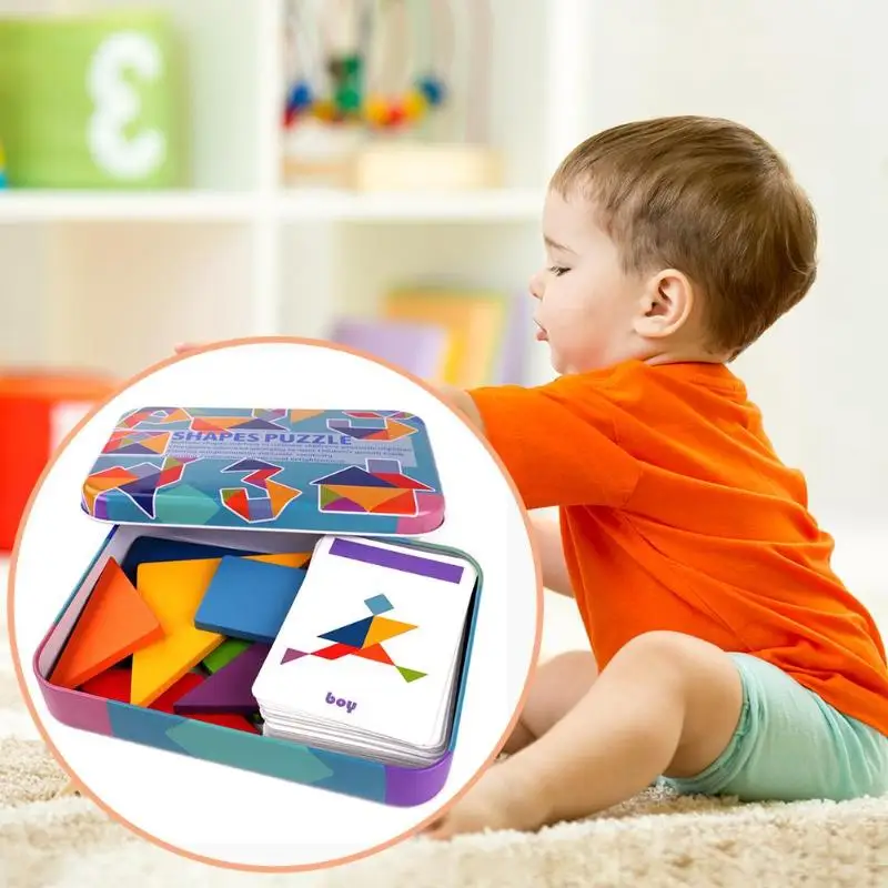 1 коробка игрушка-пазл для раннего развития игрушка 50 шт. графический дизайн деревянная головоломка переменная танграмма головоломки