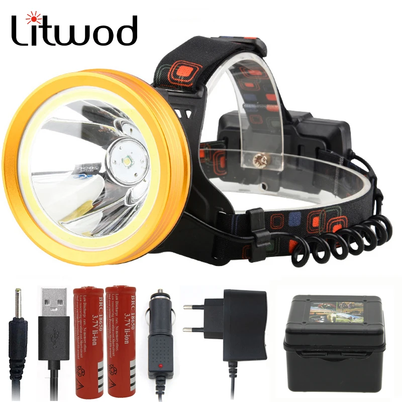 

Litwod Z20 136 & 9010 LED headlamp XM-L T6 & COB Aluminum cup 18650 Battery reflector Head Lamp flashlight torch Powerful