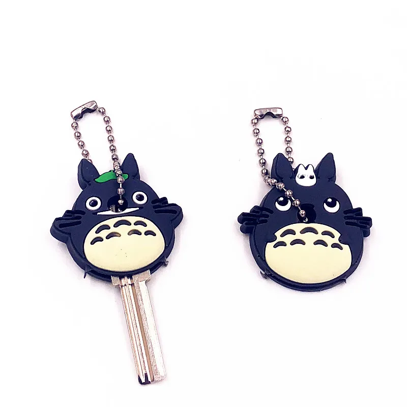 

2 PCS Cartoon Hello Kitty Bear Totoro Anpanman Keychain Silicone Key Cover Key Caps bag Key Chains Key Ring Key Holder Kids Gift