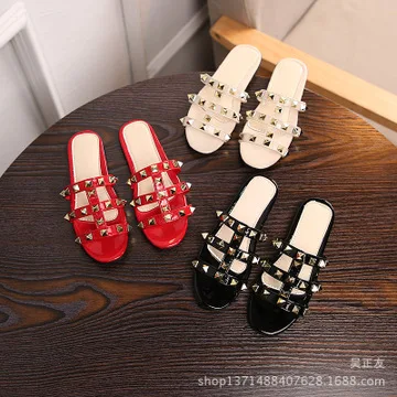

kids girls slippers meisjes 2018 summer children shoes black white princess fashion girls shoes