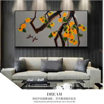 

Hand painted oil painting home decoration painting abstract painting simple modern art original hotel still life persimmon
