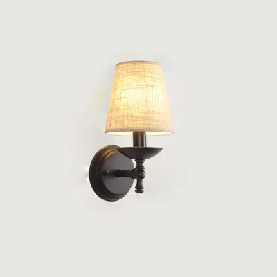 Винтажная лампа Американский Сельский ретро украшения лампы и спальня E14 лампа коридор простой тканевый настенный светильник - Цвет абажура: With Ephedra maskIte