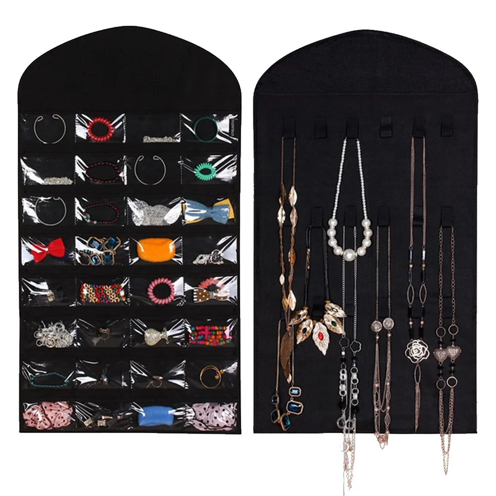 

32 Pockets 18 Hook Loops & Hanger Hanging Jewelry Holder Organizer Storage Bag Necklace Earrings Make up Hanging Pouch Display