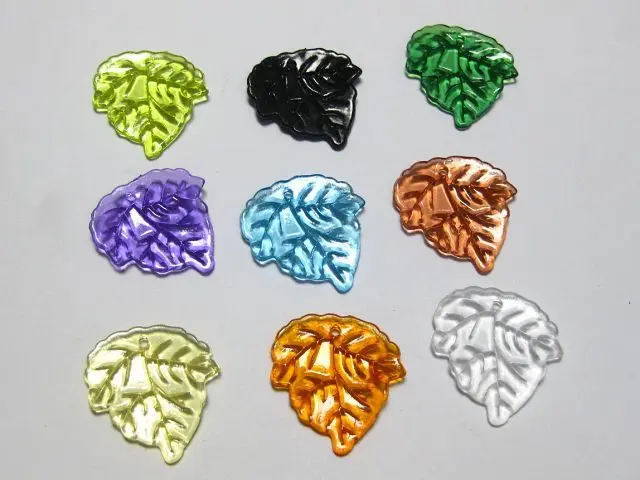 100 Blue acrylic leaf charms