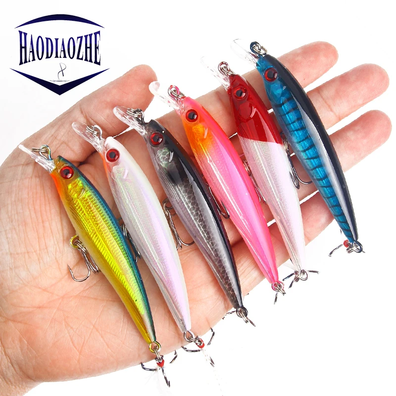 

HAODIAOZHE 9cm 7g Fishing Lure with Feather Crankbait Lures Hard Artificial Wobblers Carp Fishing Lure Quality Hooks Pesca YU210