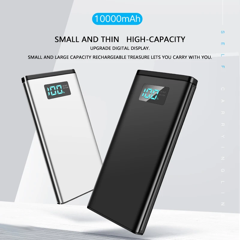 

Ultra Slim 10000mAh Quick Charge Power Bank 5V/2A USB Type C Ports Fast Charging External Battery Charger Powerbank for iphone
