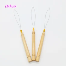 200 шт. Деревянная ручка Threader/проволока из нержавеющей стали/тянущиеся микро кольца/петли для наращивания волос Инструменты