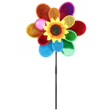 1 шт. красочная пластиковая цветочная игрушка ветряной мельницы Радуга дети Классические игрушки для сада газон ветряная мельница наружное украшение