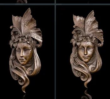 

2020 office home LIVING ROOM wall TOP Decor ART --34 CM LARGE butterfly GIRL ART bronze statue Decoration brass decorative