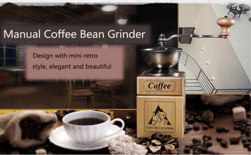 GZZT цинковый сплав ручной кофе Bean Grinder IT3507 классический, в ретро стиле деревянный сделать кофе порошок литой металлическая дробилка Core 50-60 г