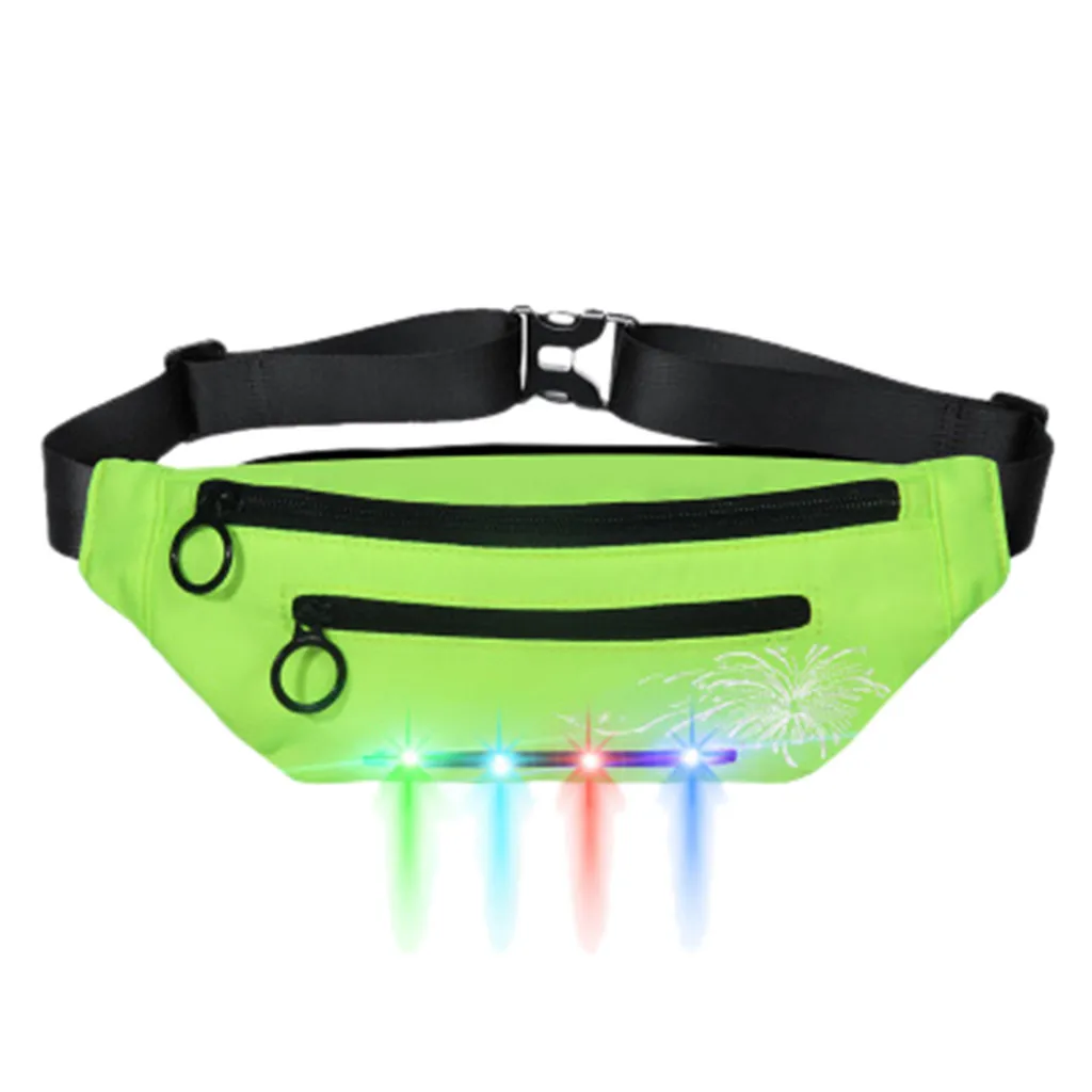 New Outdoor Unisex Fashion Sports Led Flash Pockets Hiking Phone Pockets Purse Chest Travel Cashier Belt Boys Girl Bag#R10 - Цвет: J