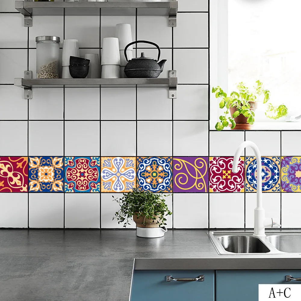 Марокко классическая плитка наклейки для Кухня Ванная комната DIY Декор стены обои Виниловая наклейка для дома 5 шт. 20x20 см гостиная мебель