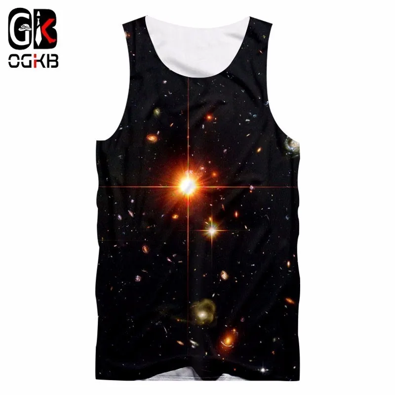 

OGKB Gyms Sleeveless Shirt Unisex Hiphop Streetwear Punk Gothic Vest Singlet Men/Women Summer Cool Print Starry Star 3D Tank Top