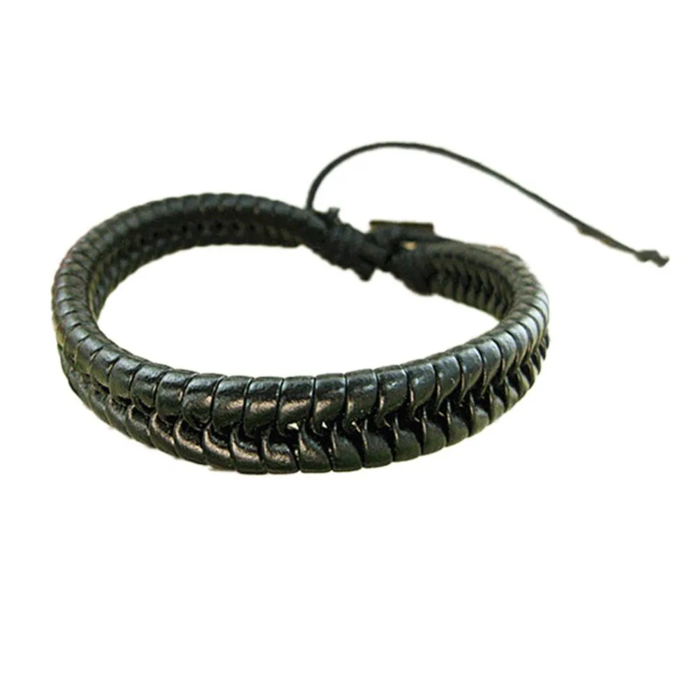

Fashion Korean Style Men And Women Braided Leather Cord Bracelet diameter 6.5CM, adjustable Color Black Brown BL0008