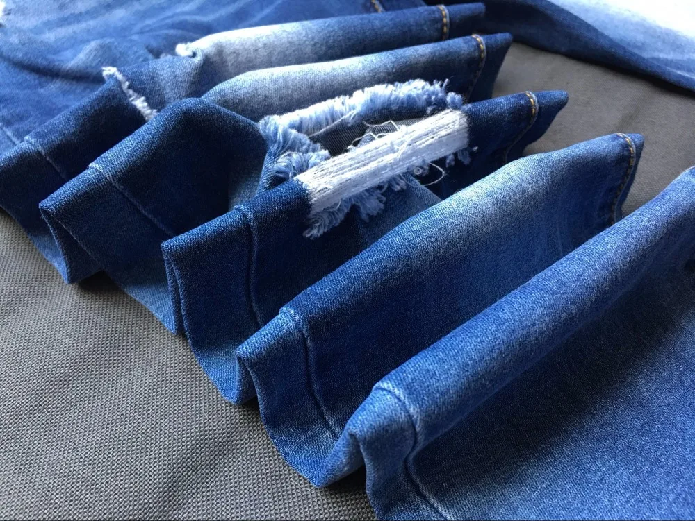 Jeans High Waist Ripped Hole Women Boyfriend Jeans Navy Blue Cotton Skinny Denim Push Up Bleached Fashion Female Jeans Femme (34)