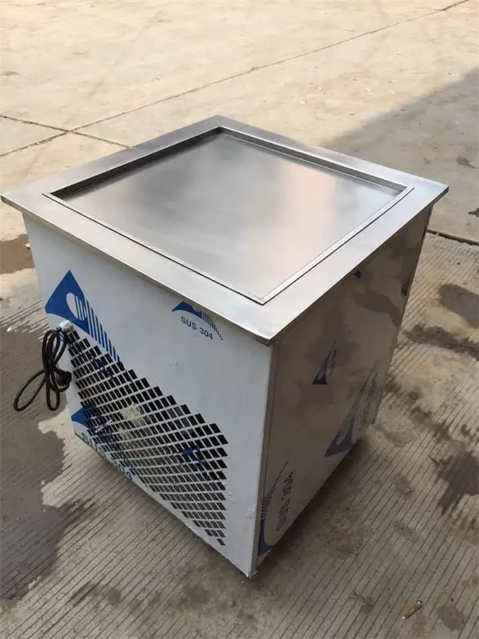 

single big square pan commercial flat pan fried ice cream making machine/thailand rolled fried ice cream machine