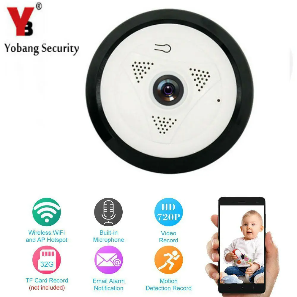 

YobangSecurity 360 Degree 960P 1.3MP Wifi IP Camera Wireless Indoor Wifi Cam Home Surveillance Camera Day Night Remote Viewing