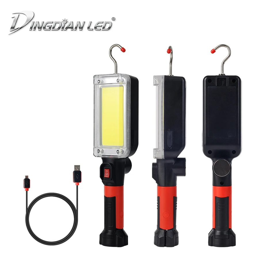 

DINGDIAN LED Auto Repair Lamp Outdoor Lantern LED Work Light With Hook 18650 USB Rechargeable Flashlight Camping COB Torch LED