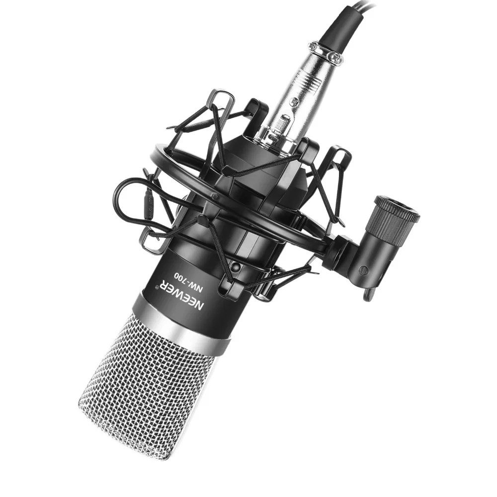 1 1 1 Ball-type Anti-wind Foam Cap + Black Metal Microphone Shock Mount + NW-700 Condenser Microphone + Microphone Audio Cable 1 Neewer FO1000689R NW-700 Professional Studio Broadcasting & Recording Condenser Microphone Set Including: 