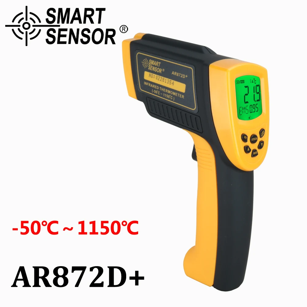 

SMART SENSOR AR872D+ Non-Contact Digital Laser Infrared Thermometer Temperature Gun Instant-Read -50~1150C/-58~2102F
