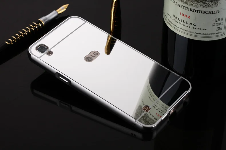 Чехол для LG X Power K220 металлическая рамка с зеркальным эффектом задняя крышка