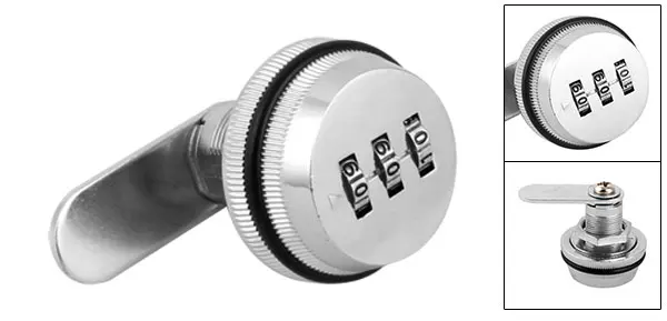

18mm Cylinder 3-Dial Code Combination Cam Lock Camlock for Cabinet Mailbox Silver Tone / Black