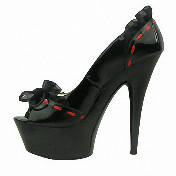 Sexy high-heeled shoes, 15cm thin and water-resistant, flower fish mouth with a bow tie for women's Dance Shoes