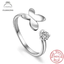 Wholesale Fashion 925 Sterling Silver AAA Zircon Rings Open Wide Resizable Butterfly Rhinestone CZ For Women Jewelry Gift
