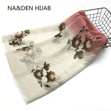 Muslim hijab women scarves crinkled sliver thread flower print cotton tassels shawls HI-Q beautiful fashion 10pcs fast shipping