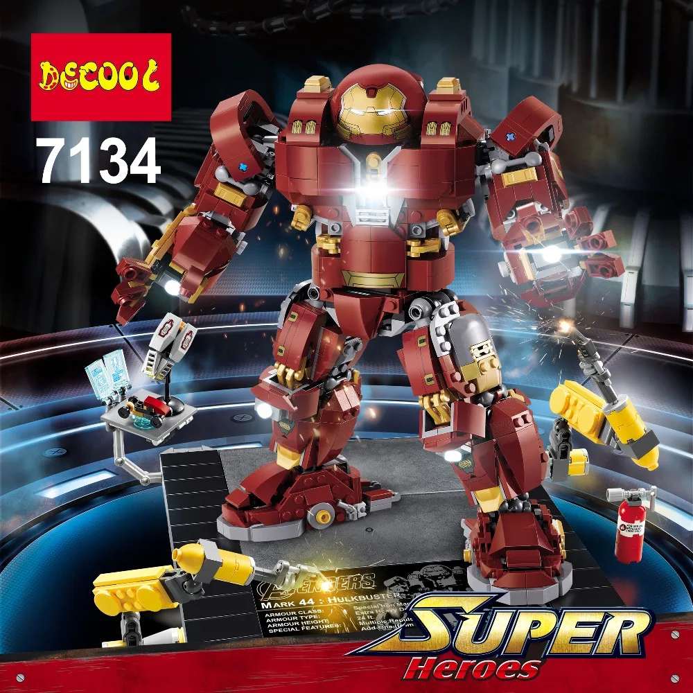 

IN STOCK Decool 7134 1363 Pcs Super Heroes Series Light Bricks The Hulkbuster Ultron Edition DECOOL Model Building Blocks 76105