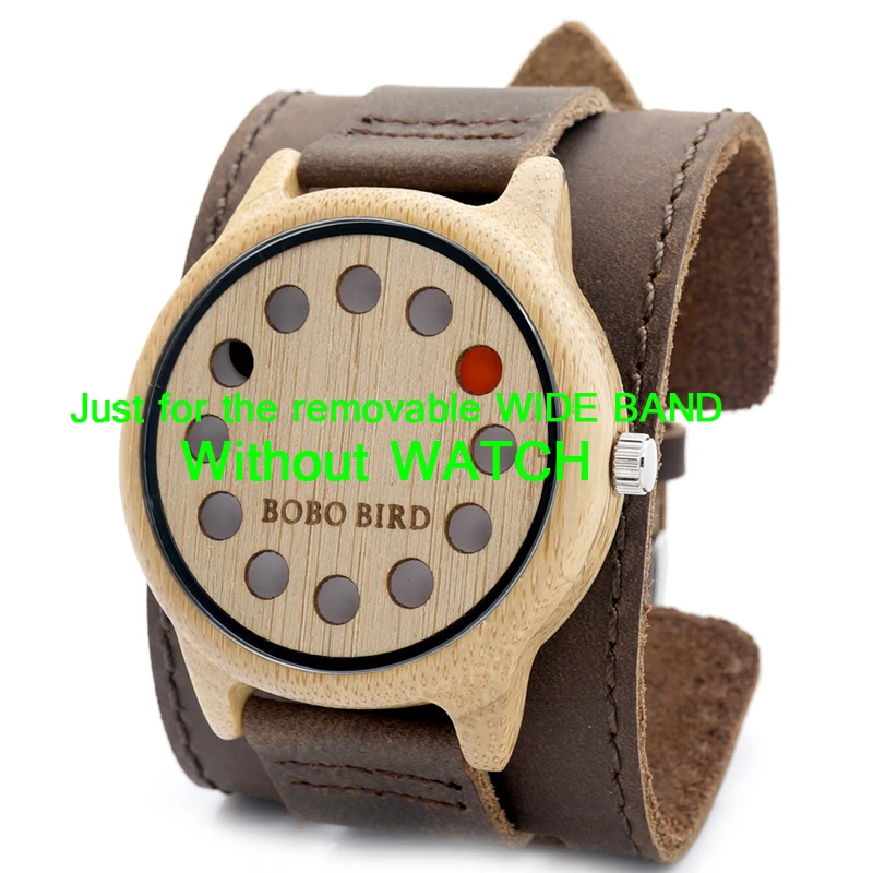 BOBO BIRD кожаный съемный широкий ремешок для бамбукового дерева часы мягкий широкий кожаный ремешок