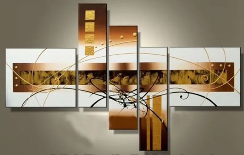 

5 Panel Pictures Set Modern Home Decor Cuadros Art Hand Painted Abstract Line Flower Oil Paintings On Canvas Large Wall Painting