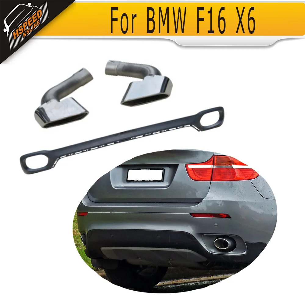 

Car-Styling PP Car Auto Rear Diffuser Lip With Exhaust Tip for BMW F16 X6 Standard Bumper 2015 2016