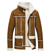 Real Picture Mens Thicker Warm Collar Fur Leather Jacket Streetwear European and American Style Fur Coat Mens Windbreaker C032