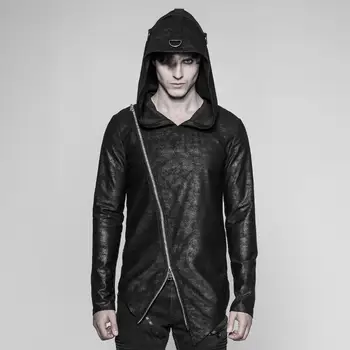

Punk Rave Men's Punk Faux Leather Hoodie OT-532WYM