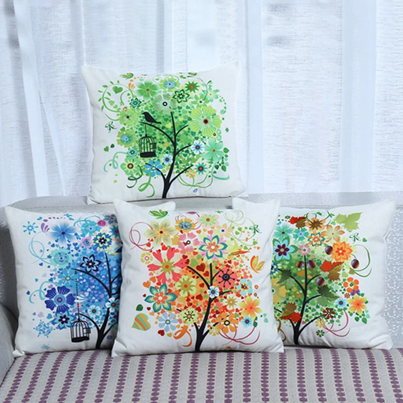 Decorative Throw Pillow Cushion Cover Tree Of Life Lumbar Pillow
