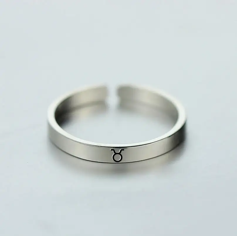 

Customized 925 sterling silver twelve constellation ring simple minimalist personal Jewelry