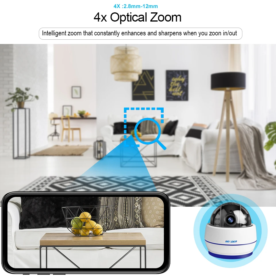 Беспроводная скоростная купольная PTZ камера BESDER Wi Fi HD 1080P 960P Автофокус 5 кратный