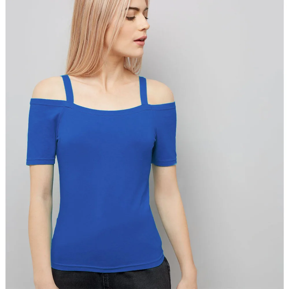 Allyzozo Plus size 6xl Women Summer Spaghetti Strap Tops T shirts Streetwear Off Shoulder Blue Clothing | Женская одежда