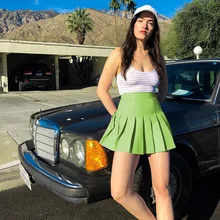 Женская мода лето Высокая талия плиссированная короткая юбка неоновый цвет юбка для косплея милые мини юбки короткие для женской одежды