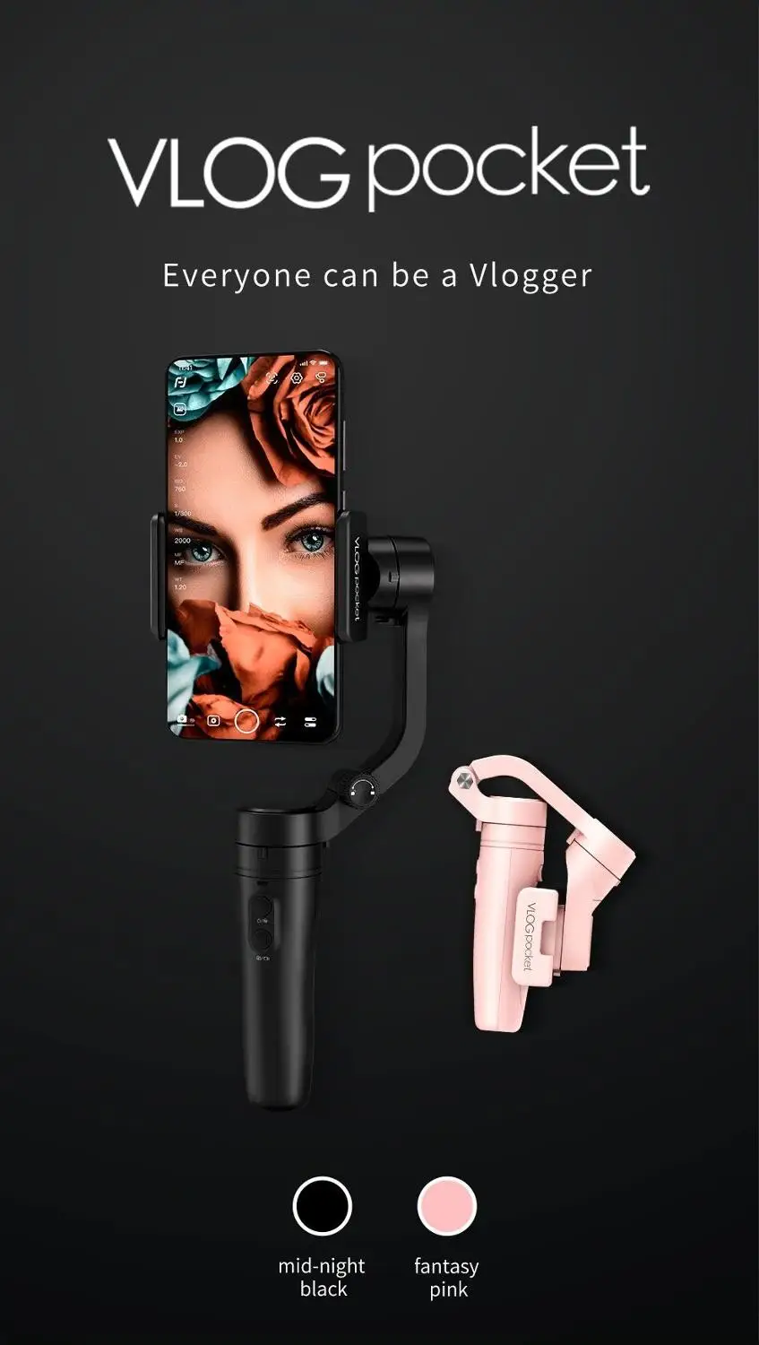  Feiyu VLOG Pocket a Pocket Sized Foldable 3 axis Smartphone Handheld Gimbal Stabilizer for iPhone X