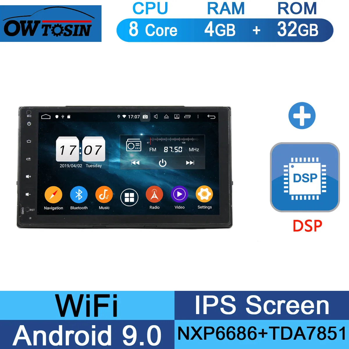 " ips 8 Core 4G+ 64G Android 9,0 автомобильный DVD мультимедийный плеер gps Радио для Toyota Corolla DSP CarPlay Parrot BT - Цвет: 32G DSP