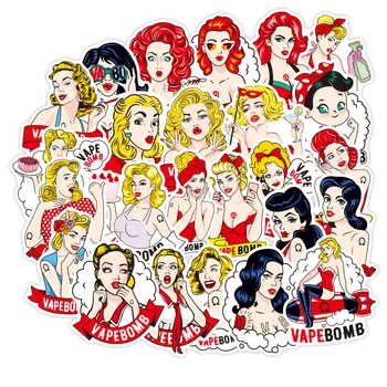 

32 Pcs Bomb Beauty Graffiti Girl Personality Waterproof Sticker For Luggage Car Skate Phone Laptop Waterproof Decal Stickers