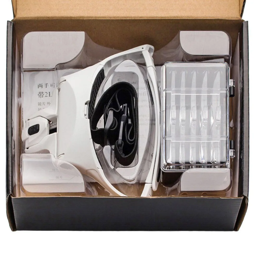 Dropshipping Head Wearing Magnifying Glass Lens Eyeglass Interchangeable Bracket Headband Magnifier with LED Lights 5 Lenses | Инструменты