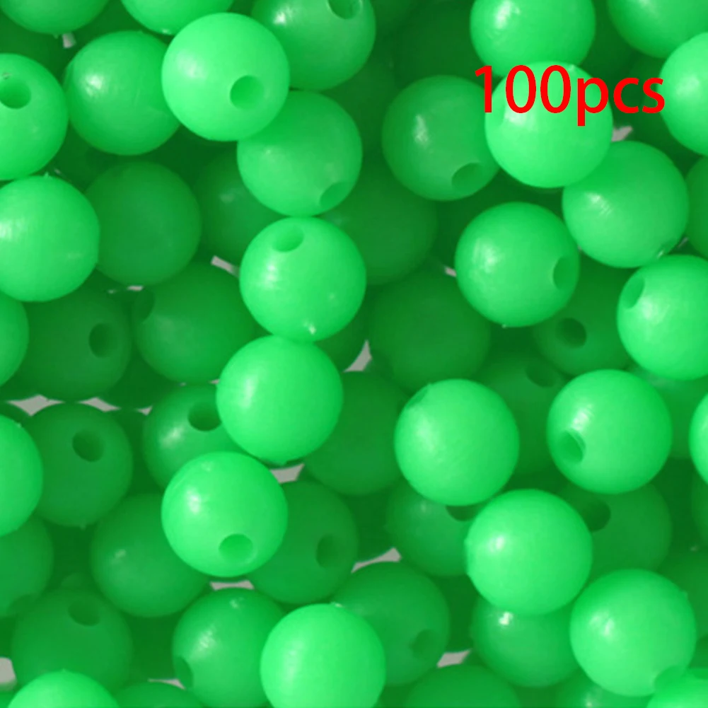 

100 PCS 8mm ROUND FLUORESCENT GLOW FISHING BEADS TACKLE FOR RIG MAKING CRAFTS