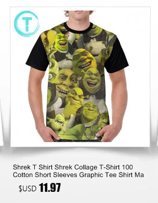 Shrek T Shrek Collage T-Shrek, 100 полиэстер, короткий рукав, графическая футболка, мужская, негабаритная, смешная, с принтом, Повседневная футболка